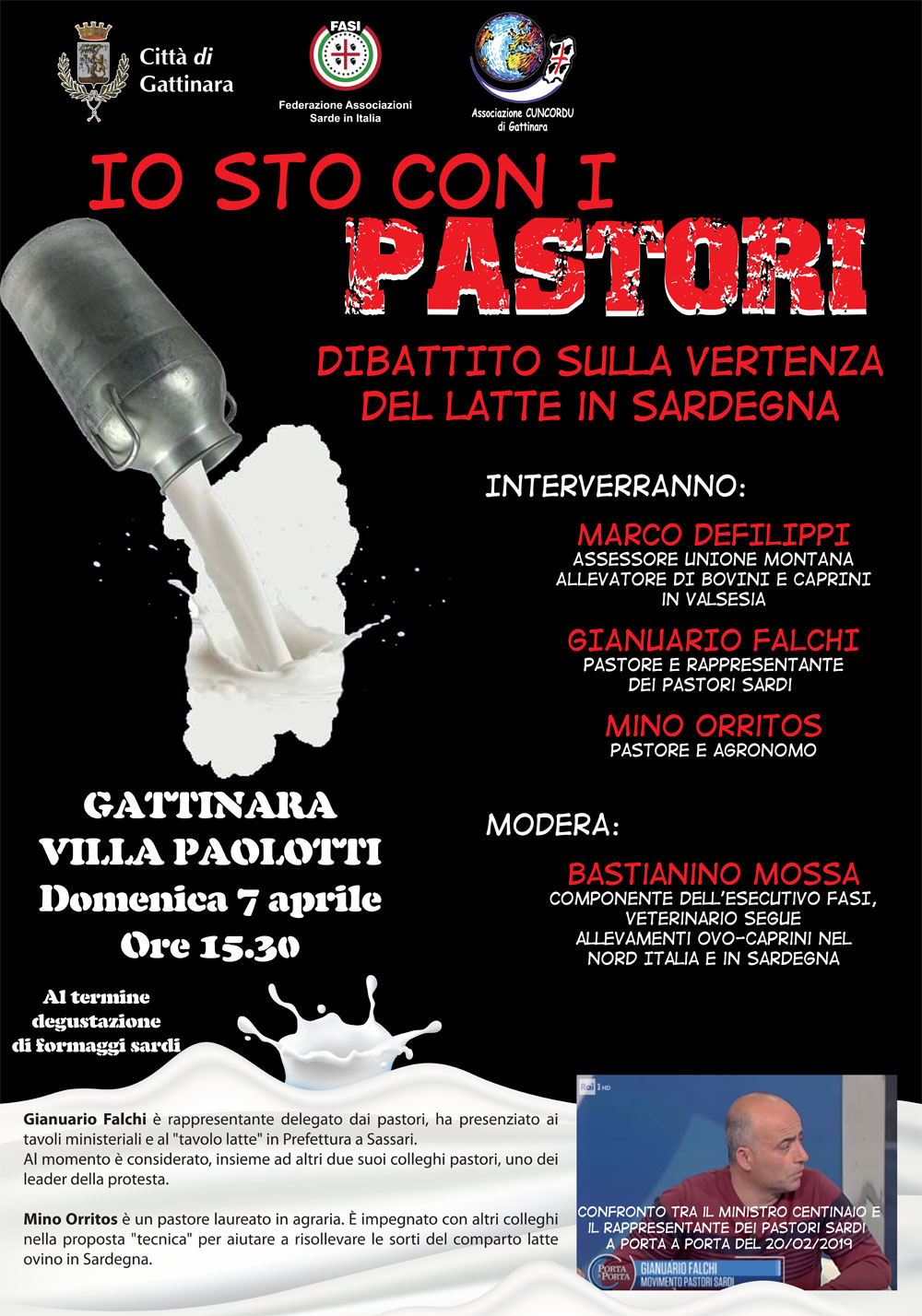 07-04-2019 “Io sto con i PASTORI”- Dibattito sulla vertenza del latte in Sardegna
