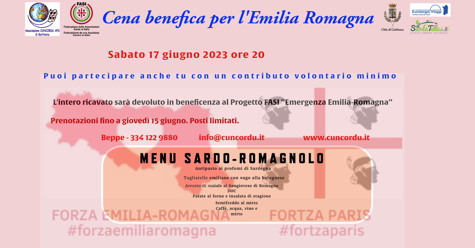 Cena benefica per l'Emilia Romagna