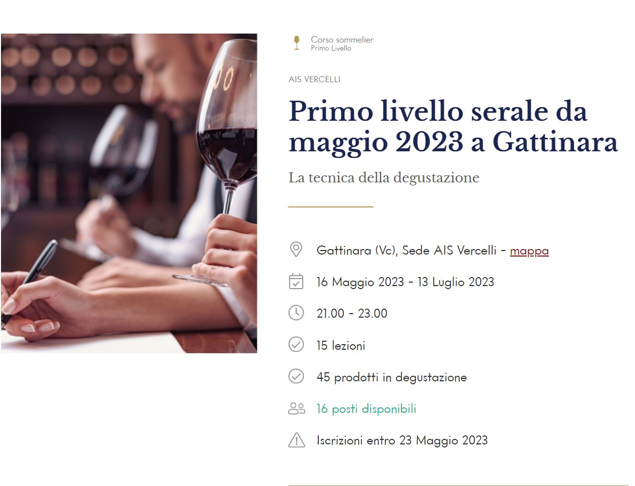 16-05-2023 Inizia il corso per Sommelier