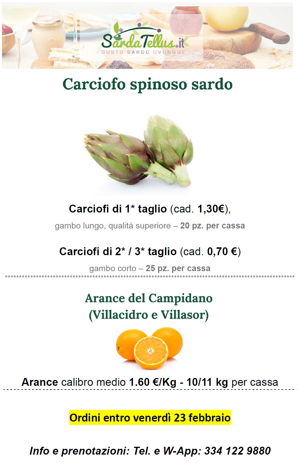 20-02-2024 Promozione Carciofo spinoso sardo e Arance del Campidano