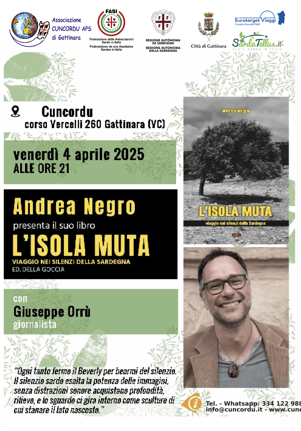 04-03-2025 - Libro “L’isola muta”, con il suo autore, Andrea Negro