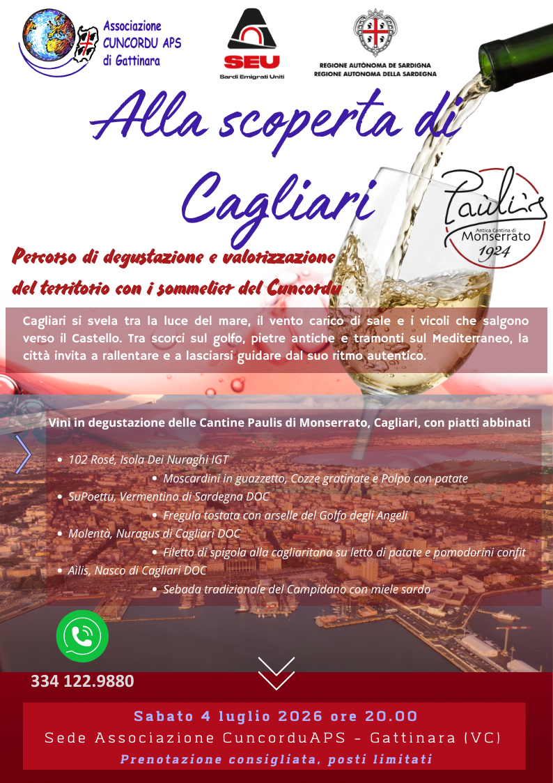 04/07/2026 Alla scoperta di Cagliari: turismo, vino e cibo