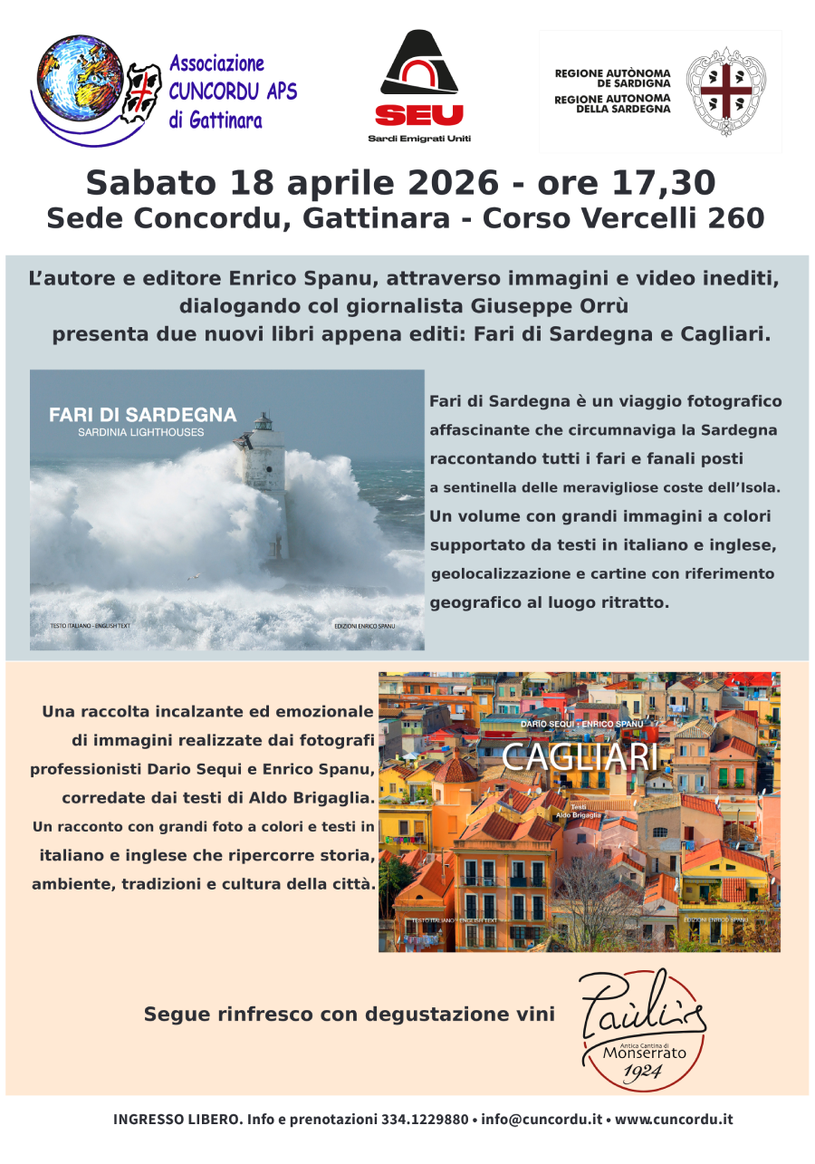 18-04-2026, Presentazione libri: Fari di Sardegna e Cagliari, con l'autore Enrico Spanu